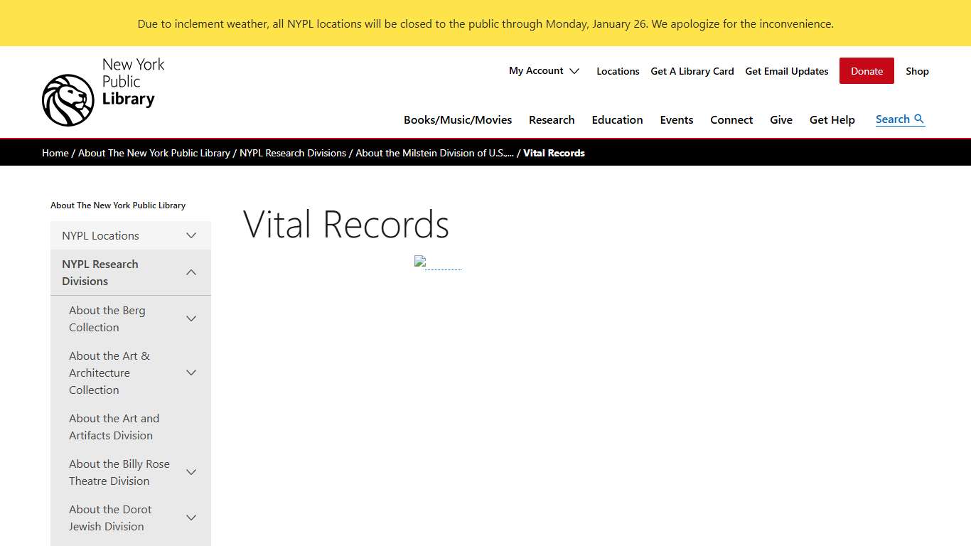 Vital Records The New York Public Library