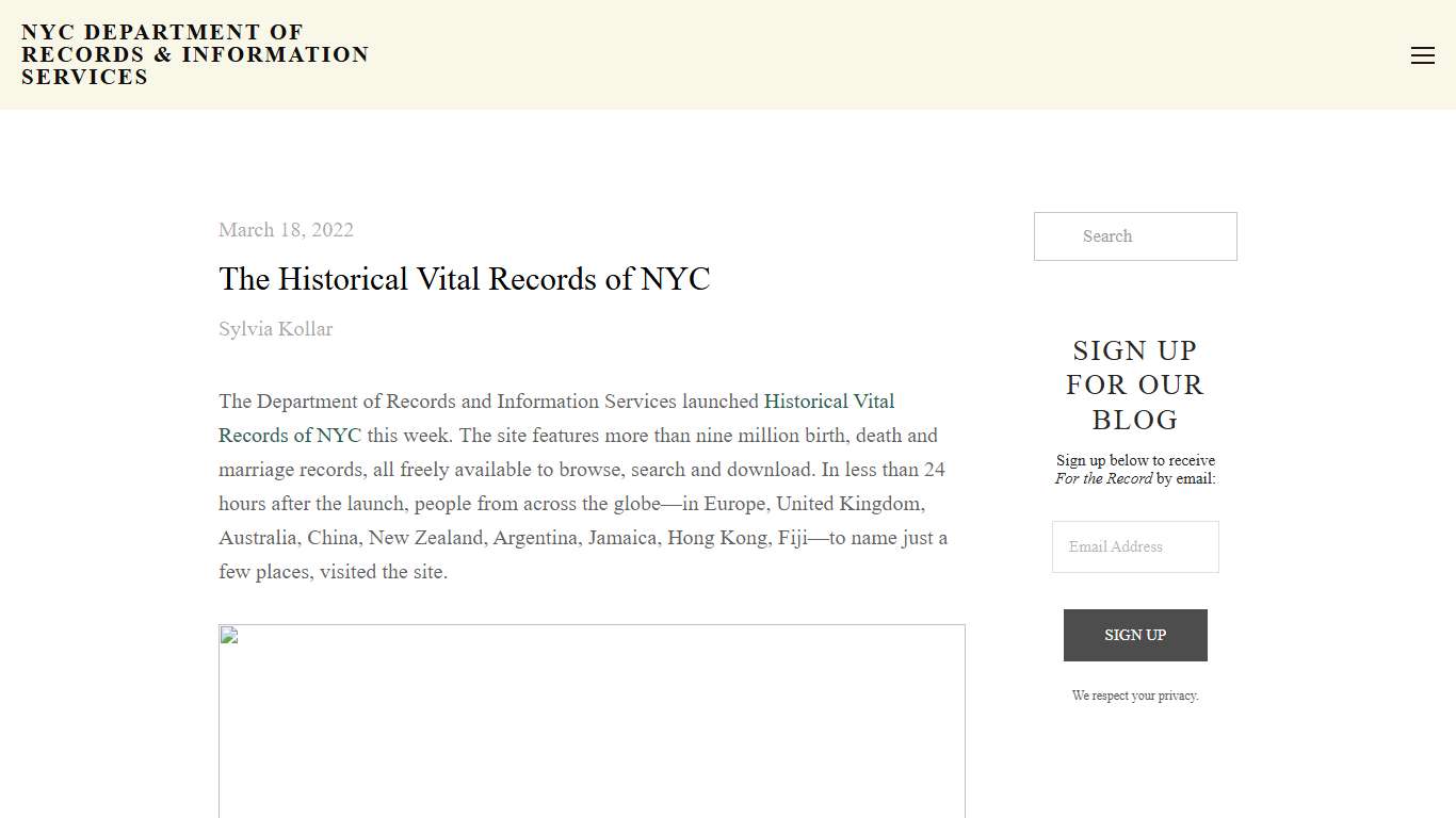 The Historical Vital Records of NYC — NYC Department of Records & Information Services